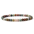 Minimalist 4mm natural stone beaded elastic bracelet with multi-color jasper and agate - India Agate