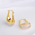 U-shaped Maillard amber drop earrings with gold metal and marbled resin finish - Style C Transparent White (18K Gold Plated)