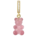 Collier pendentif ourson rose finition dorée avec détail en zircone étincelant - Rose Transparent