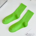 Neon green ribbed mid-calf socks for women in minimalist style with high elasticity - One Size / Fruit Green