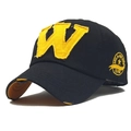 Gorra de béisbol bordada en negro y amarillo con letra W y visera con efecto roto - Negro
