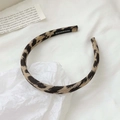 Plush leopard print headband with sponge padding and handmade woven label on white background - 1.5cm / Leopard Print