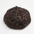 Close-up of leopard print beret in faux suede with a dark brown and black pattern - 60CM / Pumpkin Hat / Brown