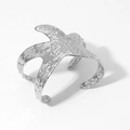 Irregular starfish open bangle in silver finish with textured grain surface for women - Starfish Shape (A1189) / Silver