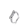 Sparkling S925 sterling silver bow ring with shimmering cubic zirconia micro-pave setting - US Size 6 / 925 Sterling Silver