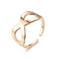 Detailed view of an adjustable rose gold infinity ring with a polished metal finish - Adjustable Open / Infinity Symbol Style (切割戒-5)