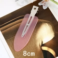 Rosa mattierter haarfreundlicher 8cm Entenschnabelclip mit silberner Edelstahlbasis - 28# Haarspange Ohne Knicke / 8cm / Transparentes Rosa