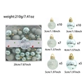 44pcs Christmas ball set featuring silver glitter and light blue shiny ornaments in a box - 44pcs Gift Box (3/4/5cm) / Pale Green