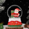 Christmas Santa Claus snow globe on a red base with golden Merry Christmas lettering - 8cm / 80#510 Santa - Light + Music