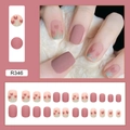 Matte Kunstnägel in Bohnenpastenrosa mit zartem Tulpenmuster für elegante Maniküre - R346 Bohnenpaste Matt Tulpe