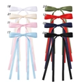 Barrettes à nœuds longs en ruban de satin pour enfants en huit couleurs assorties - Couleurs Mélangées (3899)