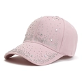 Rosa Baseball-Cap für Damen mit silbernen Strasssteinen und Metallsternen - Erwachsene / Rosa