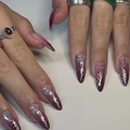 Gothic Stiletto-Nägel mit lila Farbverlauf und silbernen Spinnennetz-Mustern - Kleber-Typ / Lila Farbverlauf Spinnennetz Stil (Y-280)