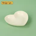 Elegant beige heart-shaped plate in premium plastic with gold rim, single pack - Beige-Heart Dish