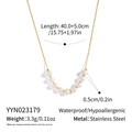 Detail of 40cm stainless steel 18K gold chain with 5mm natural freshwater pearls - Pearl Necklace (YYN023179)