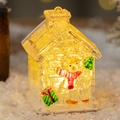 Luminous Christmas mini house ornament with glitter texture and warm LED glowing effect - Transparent Dark Single Snowman House