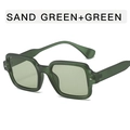 Retro Oversize quadratische Sonnenbrille mit sandgrünen Rahmen und grünen Gläsern - Mattgrün / Grün