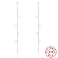 Elegant 925 sterling silver tassel star earrings with long chains and minimalist design - Star Tassel Ear Threader / Silver