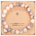 Bracelet perles en pierre rose et grise avec cœur sur carte de 60e anniversaire - Bracelet en Pierre Zébrée Rose + Carte Joyeux 60ème