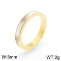 Elegant 3mm wide gold-finished ring featuring a white mother-of-pearl inlay for women - Gold Single Layer Shell
