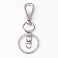 Portachiavi con moschettone in metallo argento con doppi anelli e gancio girevole - Chiusura per cani + connettore a 8 C529 / Argento