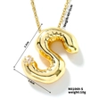 Golden bubble letter S pendant in stainless steel with a tiny star zircon charm - Letter S Style (N01069-S)