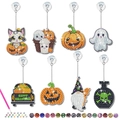 Set of 8 Halloween DIY diamond painting hangers with pumpkin, ghost and gnome designs - Halloween Multi-Pattern (Set of 8)