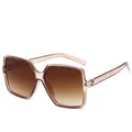 Fashionable oversized champagne frame sunglasses with gradient tea lenses for women - Champagne Frame Gradient Tea Lenses