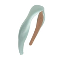 Minimalist light green faux leather headband with glossy finish and high top design - Satin Emerald Green