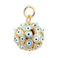 Goldener kugelförmiger Evil Eye Anhänger mit blau-weißen Augen-Details aus Harz - M93 Hellblau Kugelhänger / Himmelblau