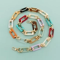 Close-up of colorful acrylic chain strap with gold clasps for bags and phone cases - Long Rectangular Mixed Colors with Gold