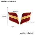 Orecchini a lobo a forma di ala in acciaio al titanio con smalto rosso e oro 18k - Rosso Oro (F1568)
