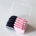 Triangle makeup powder puff set in black and pink velvet with a clear storage case - 12pcs in Box / Black & Pink Mixed