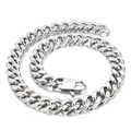 Bracciale da uomo a catena cubana argentata in acciaio inossidabile con chiusura a moschettone - Collana 45cm (KN203125-Z)