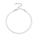 Flat S925 sterling silver snake chain necklace with lobster clasp and heart tag - 21.5+5cm / 2.5MM Flat Snake Chain / Silver