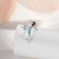 Orecchino a perno a croce in argento con zirconi blu e trasparenti su sfondo rosa tenue - Stile Croce Blu Chiaro (A772-4#)
