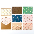 Vintage floral greeting card set with kraft envelopes and golden foil text details - Flower Language Series Card / With Envelope + Seal Sticker