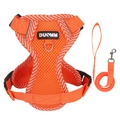Breathable orange cat harness and leash set with reflective strips and mesh fabric - Minimalist Orange