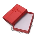 Detail showing red rectangular jewelry gift box with bow and 9x7x2.9cm dimensions - Red Jewelry Set Box 2 (7x9x2.9cm)