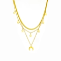 Collar de capas en acero de titanio dorado con colgantes de estrella y luna en soporte - Dorado