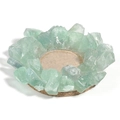 Untersetzer aus naturhellgrünem Quarz mit Korkboden für moderne Wohndekoration - Grüner Fluorit-Halter (9cm Durchmesser/Ohne Kerze)