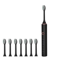 Black sonic electric toothbrush set with 8 brush heads and 6 cleaning modes - 101 Black (8 Heads)