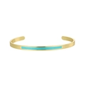 Bracelet jonc doré minimaliste ajustable avec surface polie et insert en émail bleu - Or/Bleu