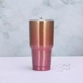 Gobelet isotherme 30oz en acier inox avec dégradé doré à rose et couvercle transparent - 30oz / Bronze Antique