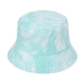 Detail of mint green and white tie-dye cotton bucket hat showing twill fabric texture - 58cm / Green