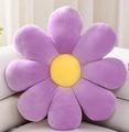 Daisy flower chair cushion in purple corduroy with yellow center for office chairs - Purple