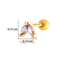 Gouden oorknopje met paarse marquise edelstenen, hoogte 0,51 cm en breedte 0,55 cm afmetingen - Goud Paars