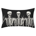 Halloween black throw pillow cover with three white skull prints for home party decor - Style 06-Black Three Skeletons Dancing