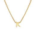 Gold plated stainless steel necklace featuring a polished letter K pendant on a rope chain - Letter K