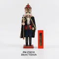 38cm classic Nutcracker King figure with red and blue uniform and crystal scepter - Black Cloak King With Crystal Scepter (Z3818)
